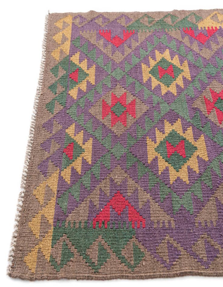 Detail image of  3' 5 x 5'  Hand Woven Kilim Maymana Wool Rug