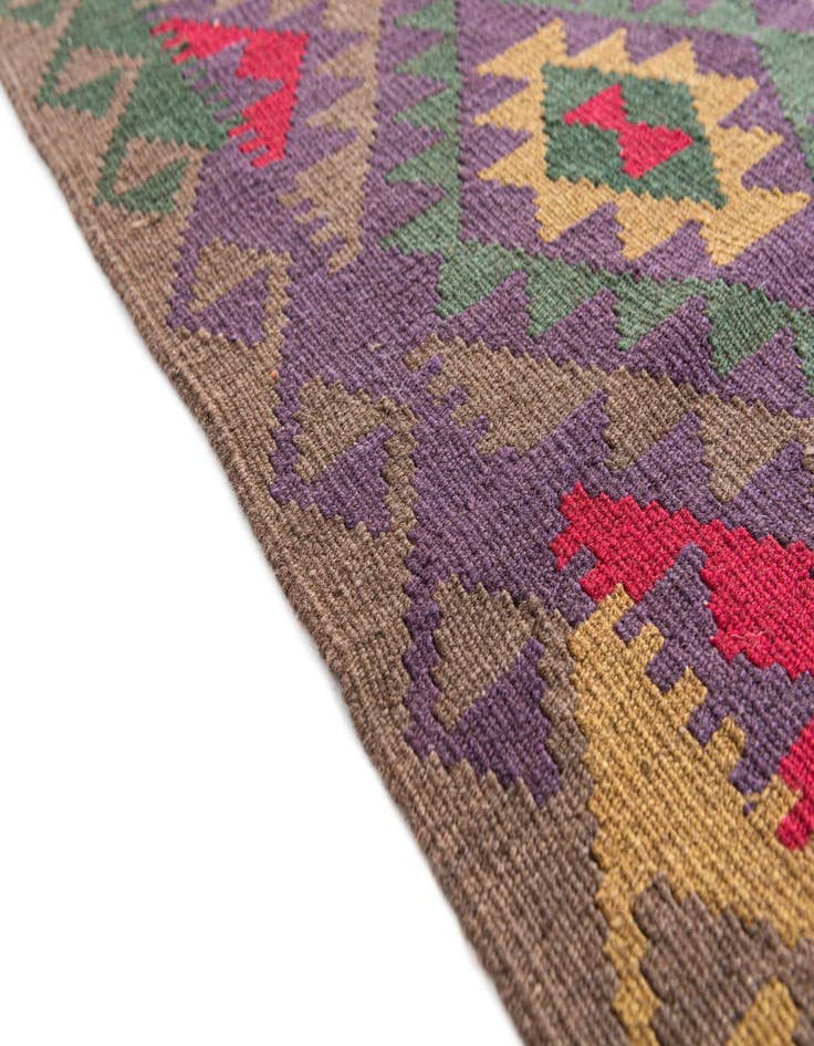 Detail image of  3' 5 x 5'  Hand Woven Kilim Maymana Wool Rug