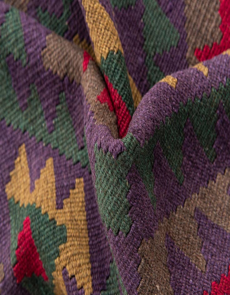 Detail image of  3' 5 x 5'  Hand Woven Kilim Maymana Wool Rug