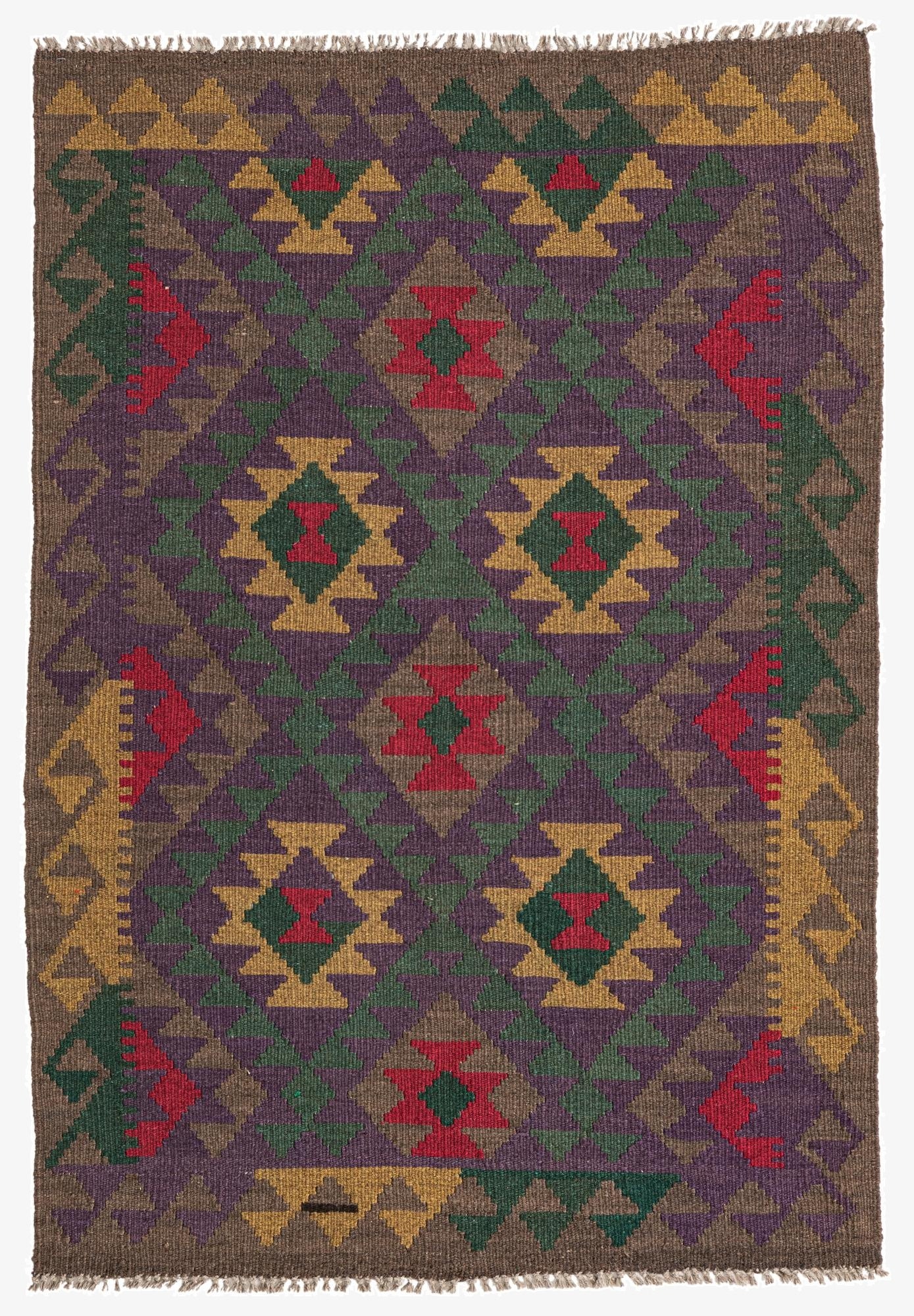  3' 5 x 5'  Hand Woven Kilim Maymana Wool Rug