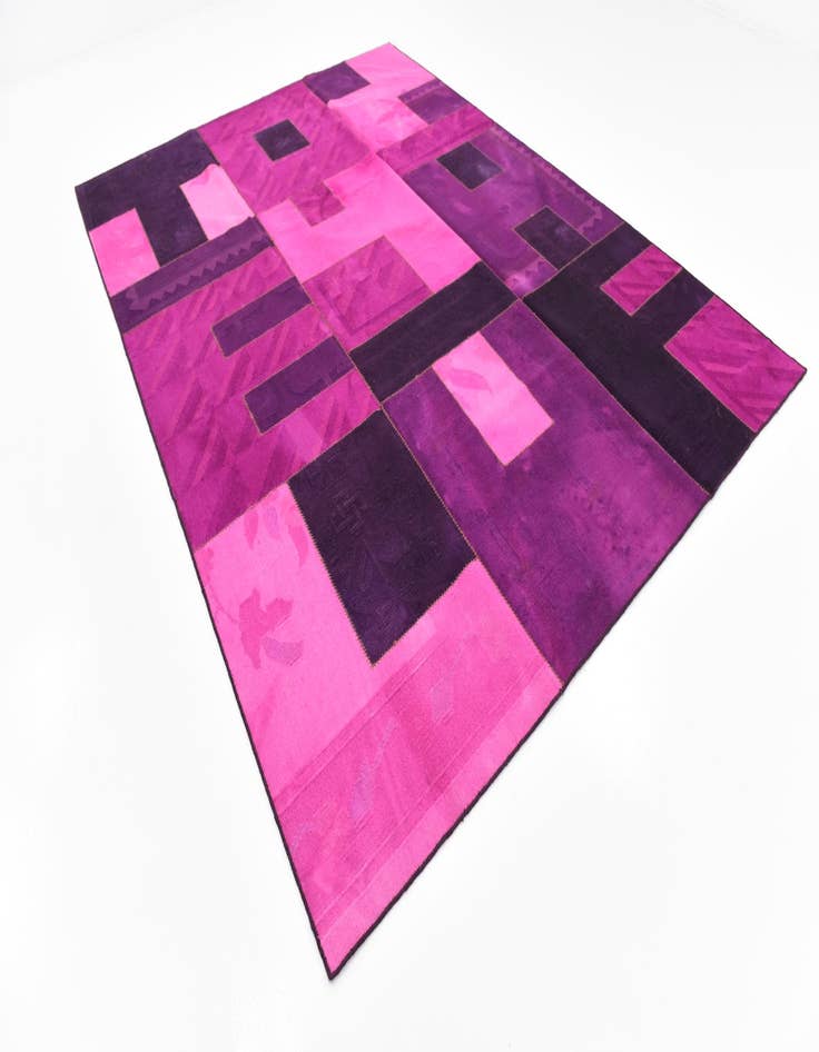 Detail image of  7' 4 x 10'  Hand Woven Patchwork Wool Rug