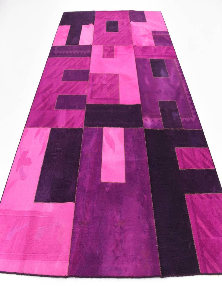 Detail image of  7' 4 x 10'  Hand Woven Patchwork Wool Rug