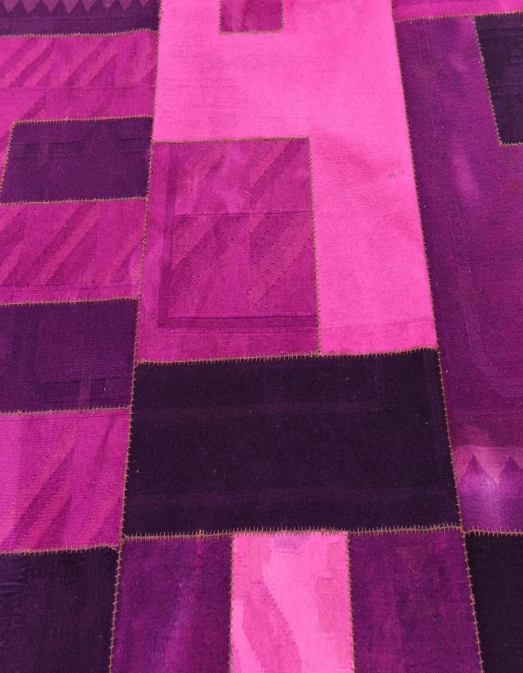 Detail image of  7' 4 x 10'  Hand Woven Patchwork Wool Rug