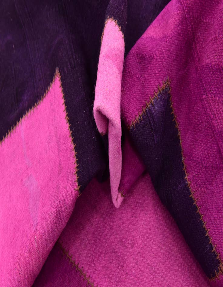 Detail image of  7' 4 x 10'  Hand Woven Patchwork Wool Rug