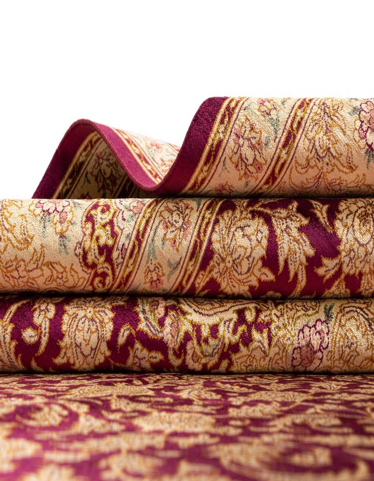 Detail image of  5' 3 x 7' 9  Hand Knotted Qom Silk Persian Rug