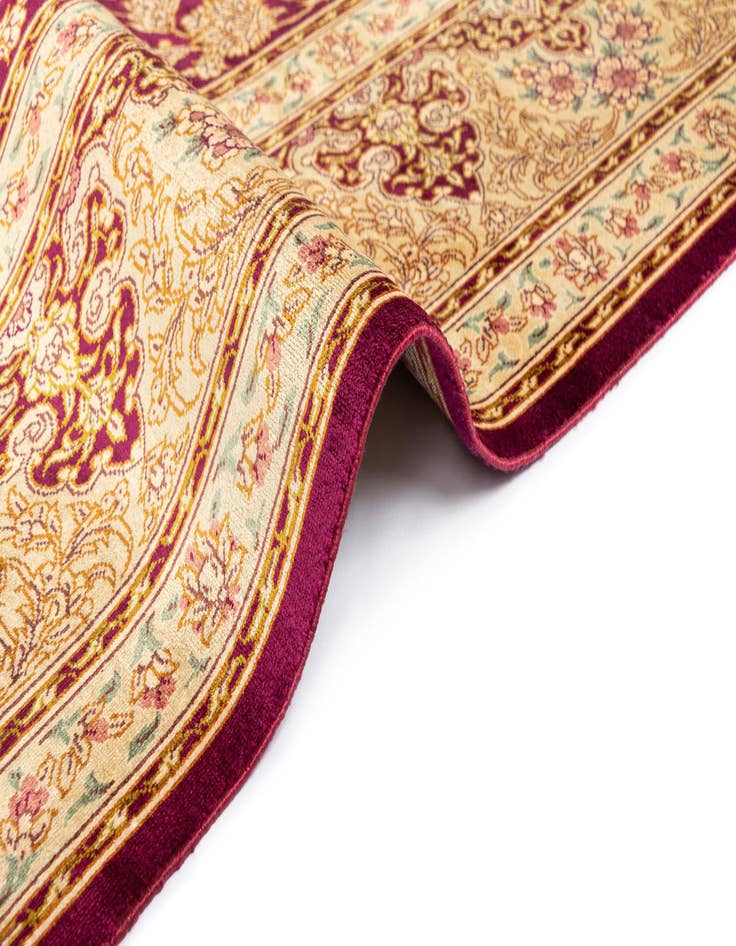 Detail image of  5' 3 x 7' 9  Hand Knotted Qom Silk Persian Rug