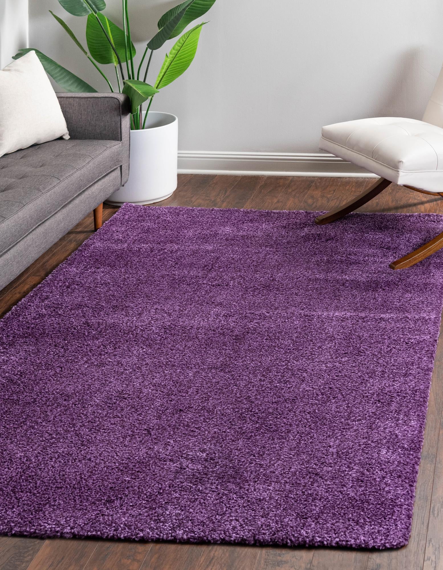 Violet 5' 3 x 7' 7 Solid Frieze Rug | Rugs.com
