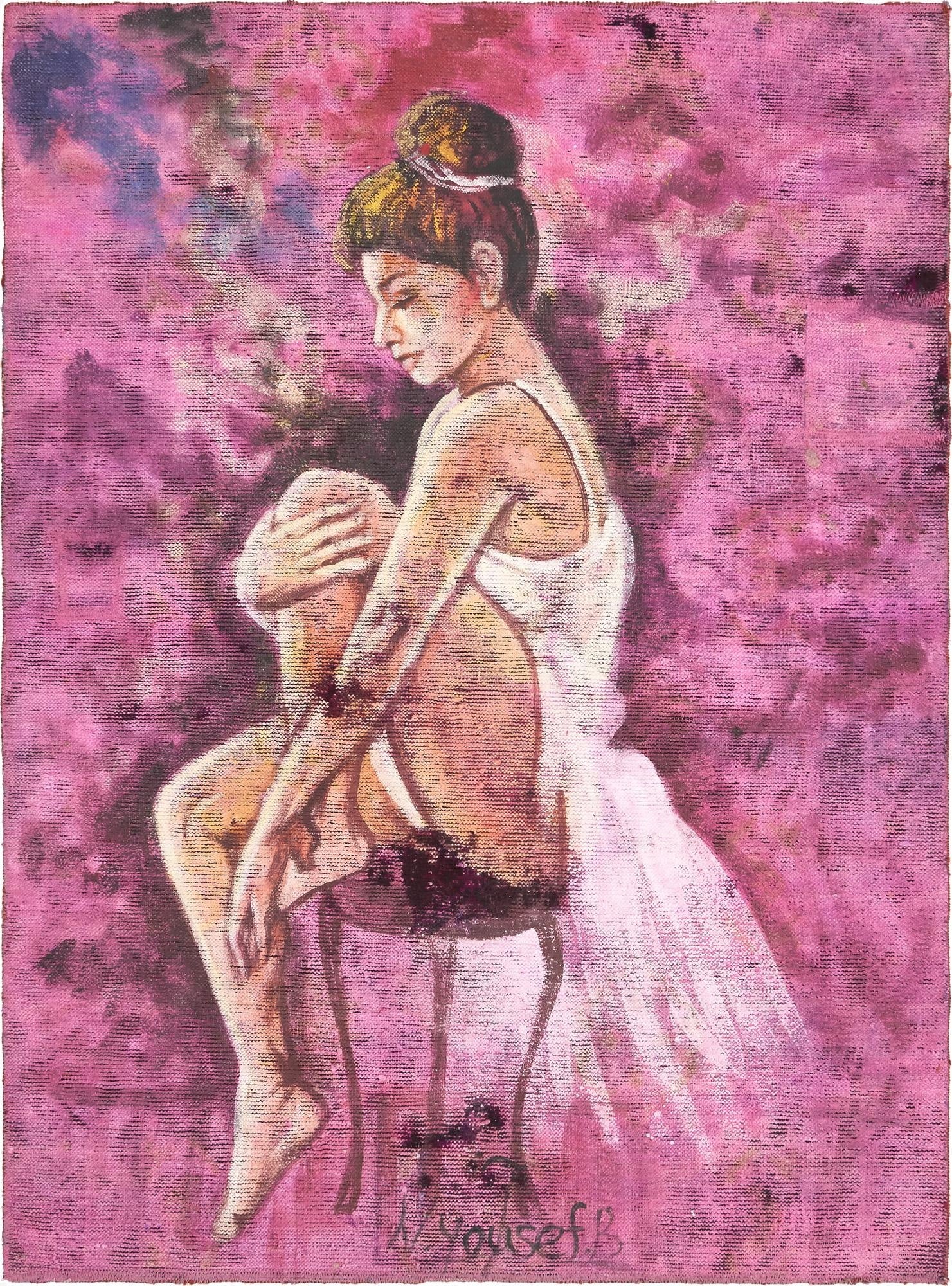  3' 9 x 5' 2  Hand Knotted Ultra Vintage Persian Wool Rug