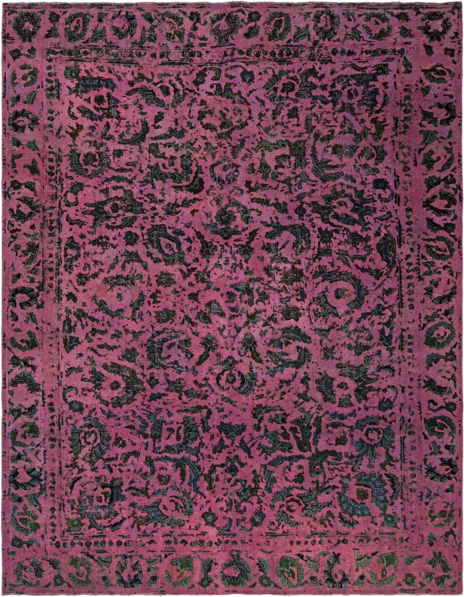 A 9x12 rectangular purple Persian rug with an intricate floral and vine pattern in darker purple and hints of green.