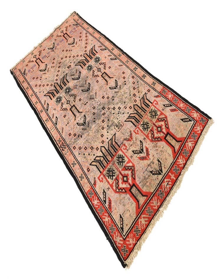 Detail image of 3' 6 x 7' 9 Hand Knotted Hamedan Persian Wool Runner Rug