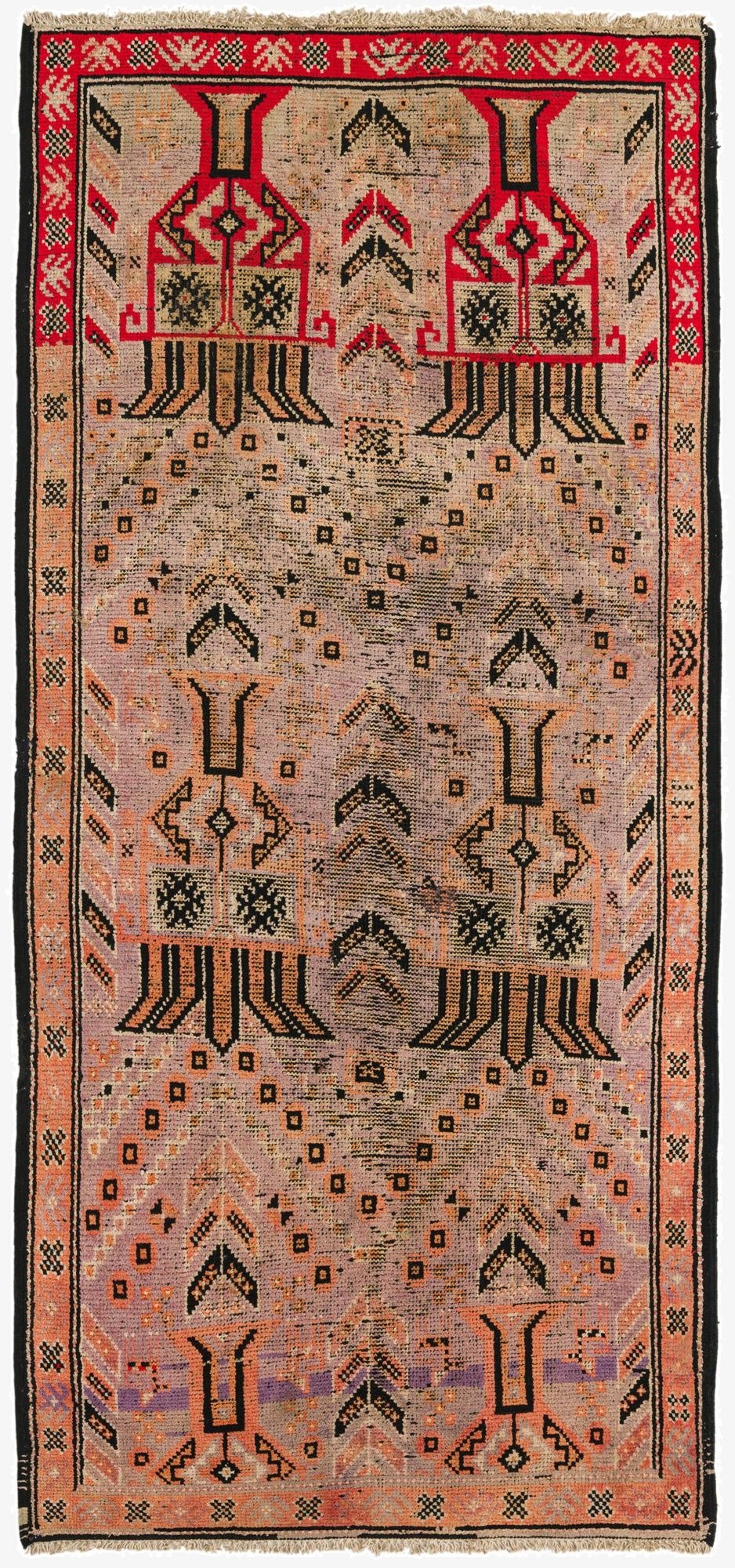  3' 6 x 7' 9  Hand Knotted Hamedan Persian Wool Runner Rug