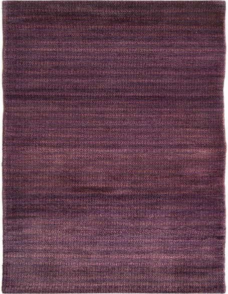 A 12 ft Juma runner rug in varying shades of purple, featuring a subtle striped Persian pattern, ideal for a hallway.