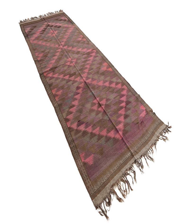 Detail image of  4' 5 x 11' 7  Hand Woven Kilim Fars Wool Runner Rug