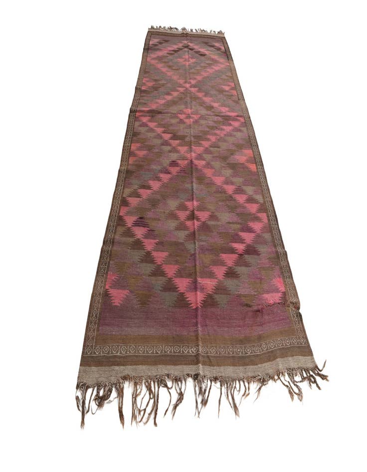 Detail image of  4' 5 x 11' 7  Hand Woven Kilim Fars Wool Runner Rug