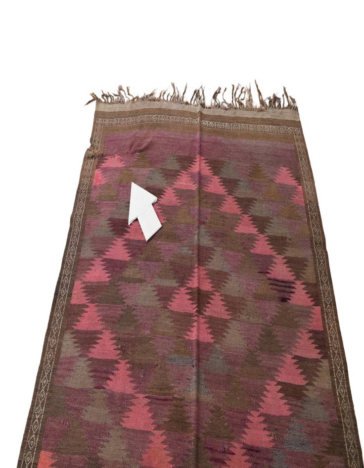 Detail image of  4' 5 x 11' 7  Hand Woven Kilim Fars Wool Runner Rug