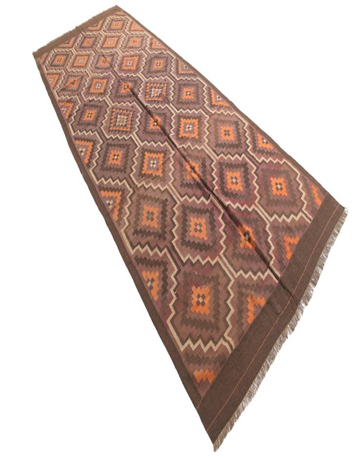 Detail image of  6' 2 x 14' 9  Hand Woven Kilim Fars Wool Runner Rug