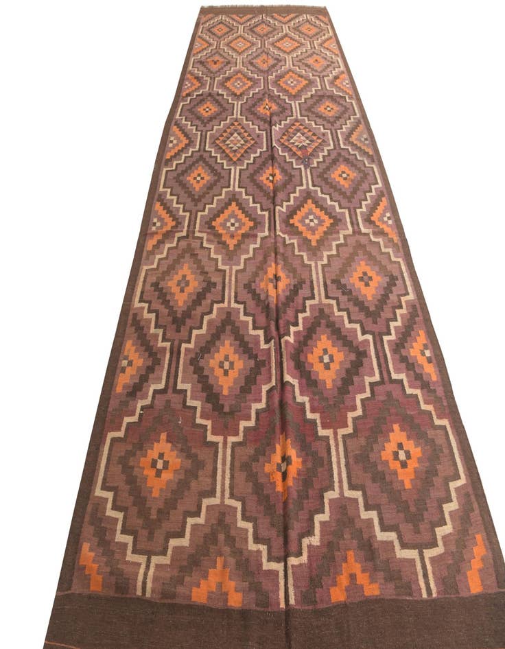 Detail image of  6' 2 x 14' 9  Hand Woven Kilim Fars Wool Runner Rug