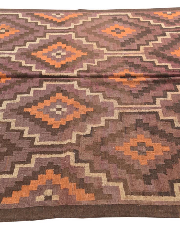 Detail image of  6' 2 x 14' 9  Hand Woven Kilim Fars Wool Runner Rug