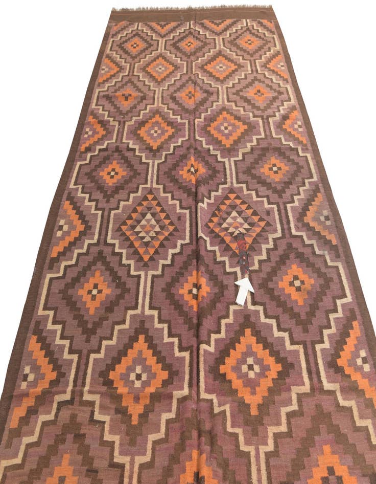 Detail image of  6' 2 x 14' 9  Hand Woven Kilim Fars Wool Runner Rug