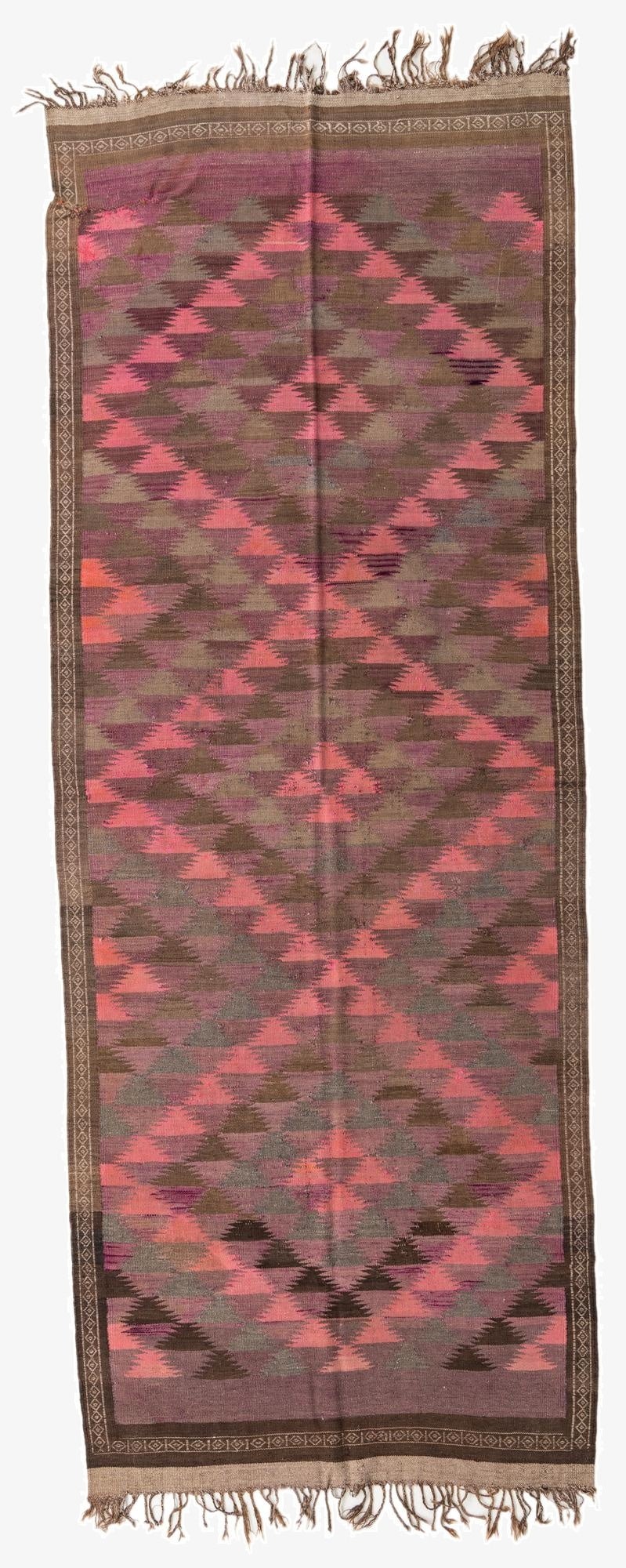  4' 5 x 11' 7  Hand Woven Kilim Fars Wool Runner Rug