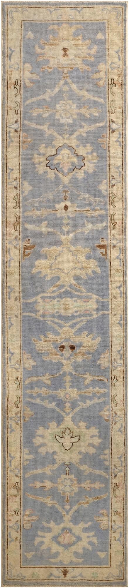  2' 7 x 12' 1  Hand Knotted Oushak Wool Runner Rug