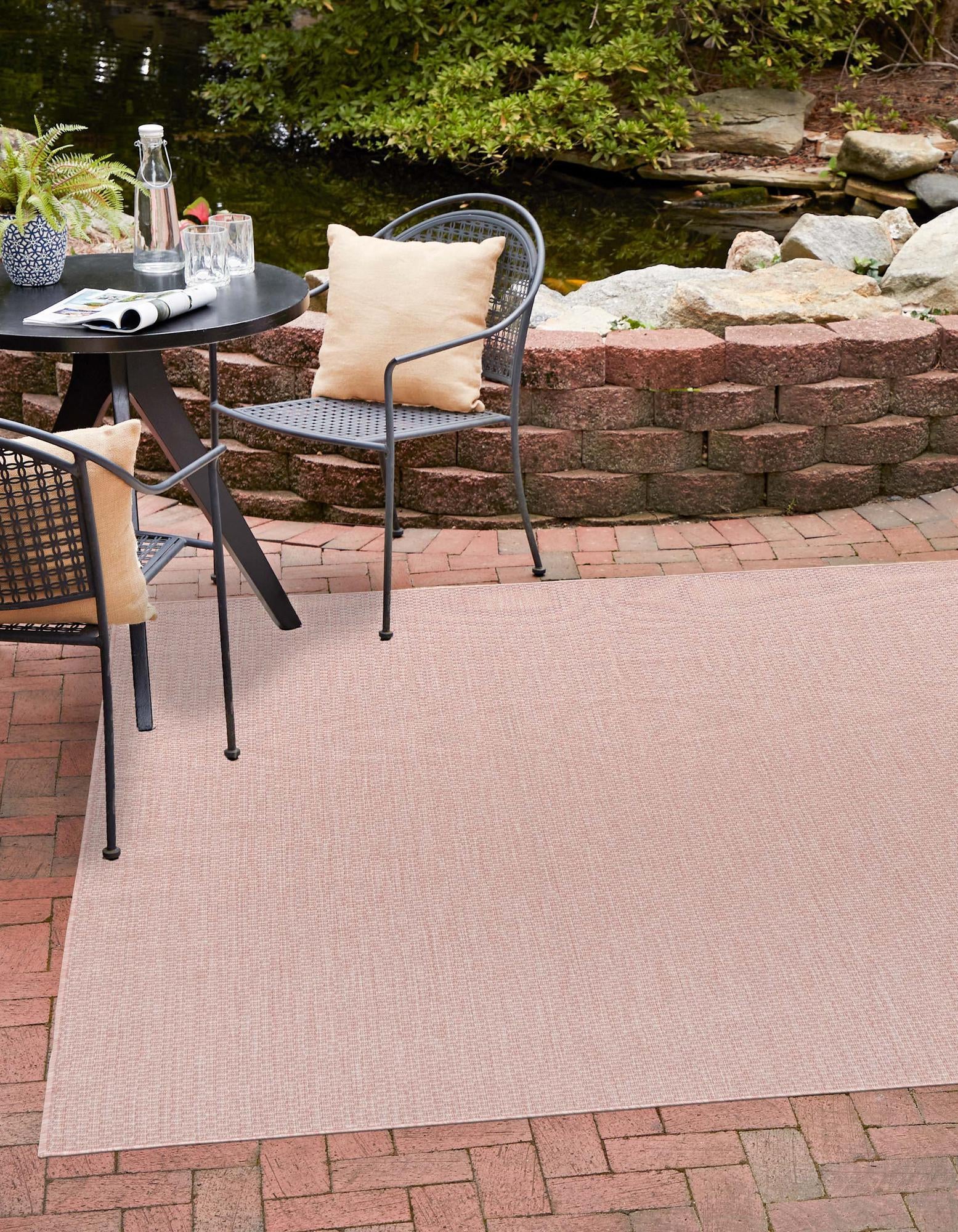 Whisper Pink 10' 8 x 10' 8 Solid Indoor / Outdoor Square Rug | Rugs.com