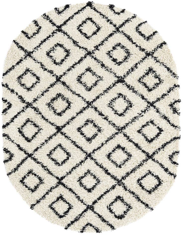 Detail image of  5' 3 x 8' Lattice Shag Oval Rug