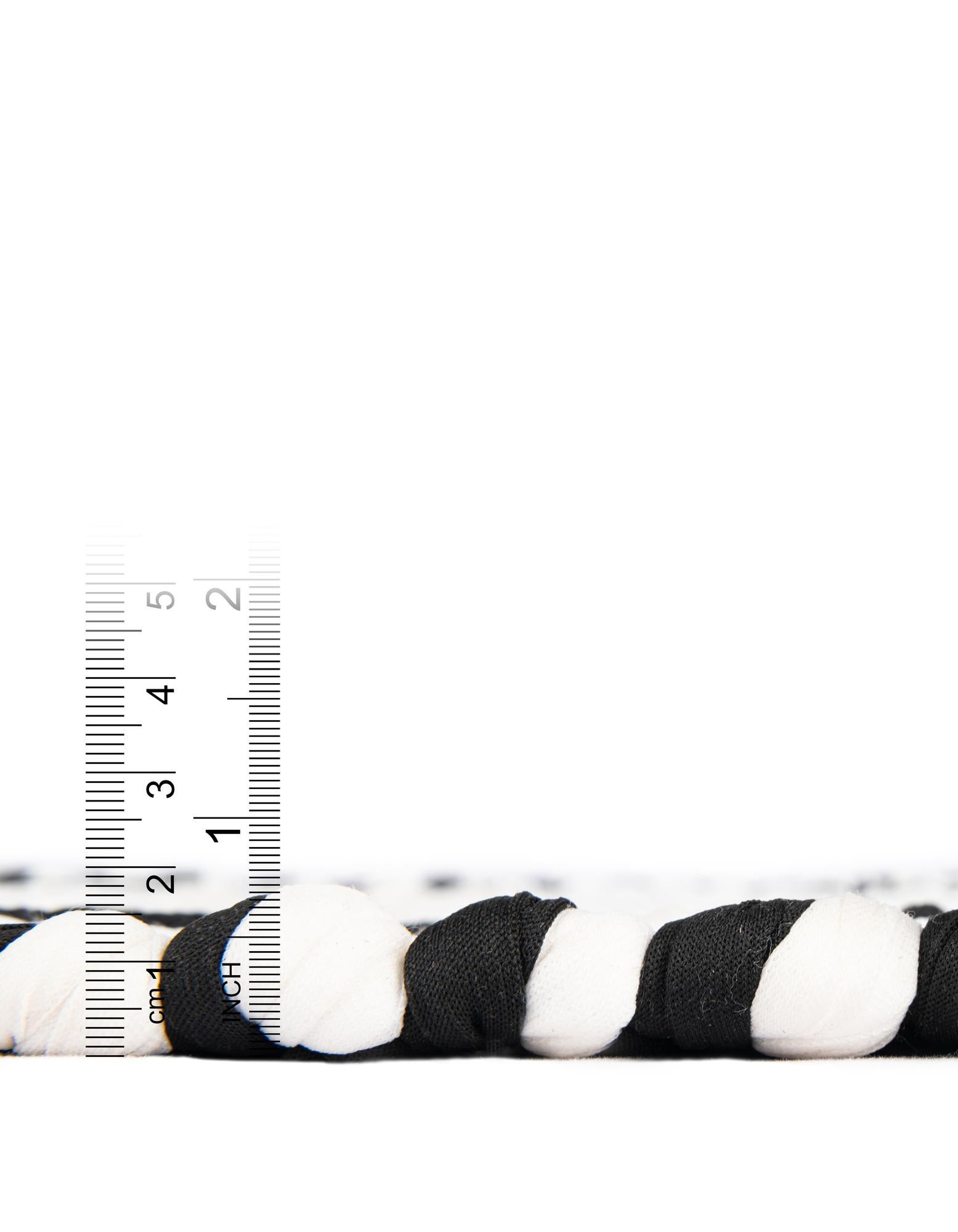  Custom White and Black  Hand Woven Chindi Jute Rug