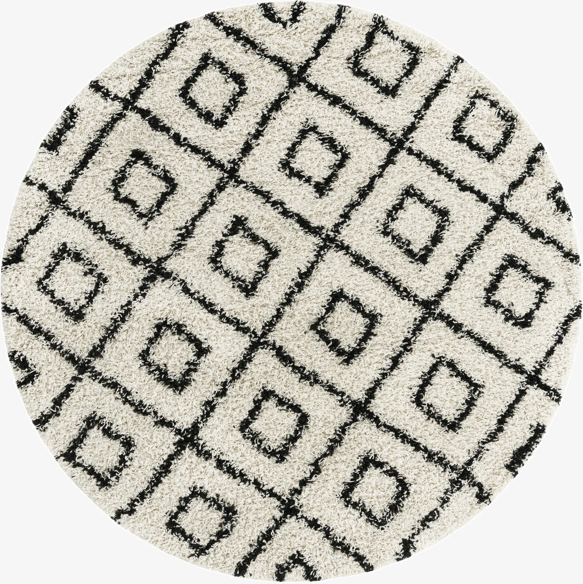  6' x 6' Lattice Shag Round Rug