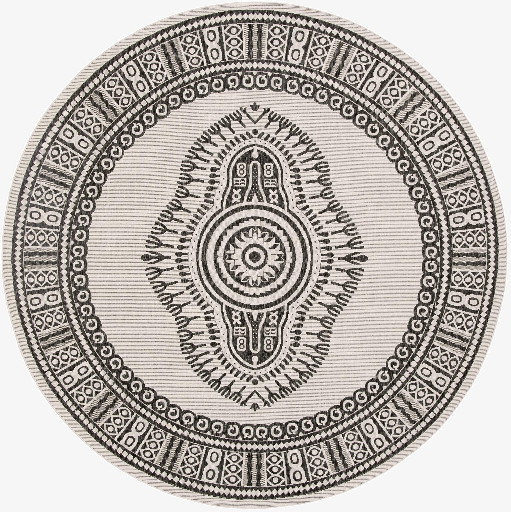  12' x 12'  Washable Traditional Indoor / Outdoor Round Rug