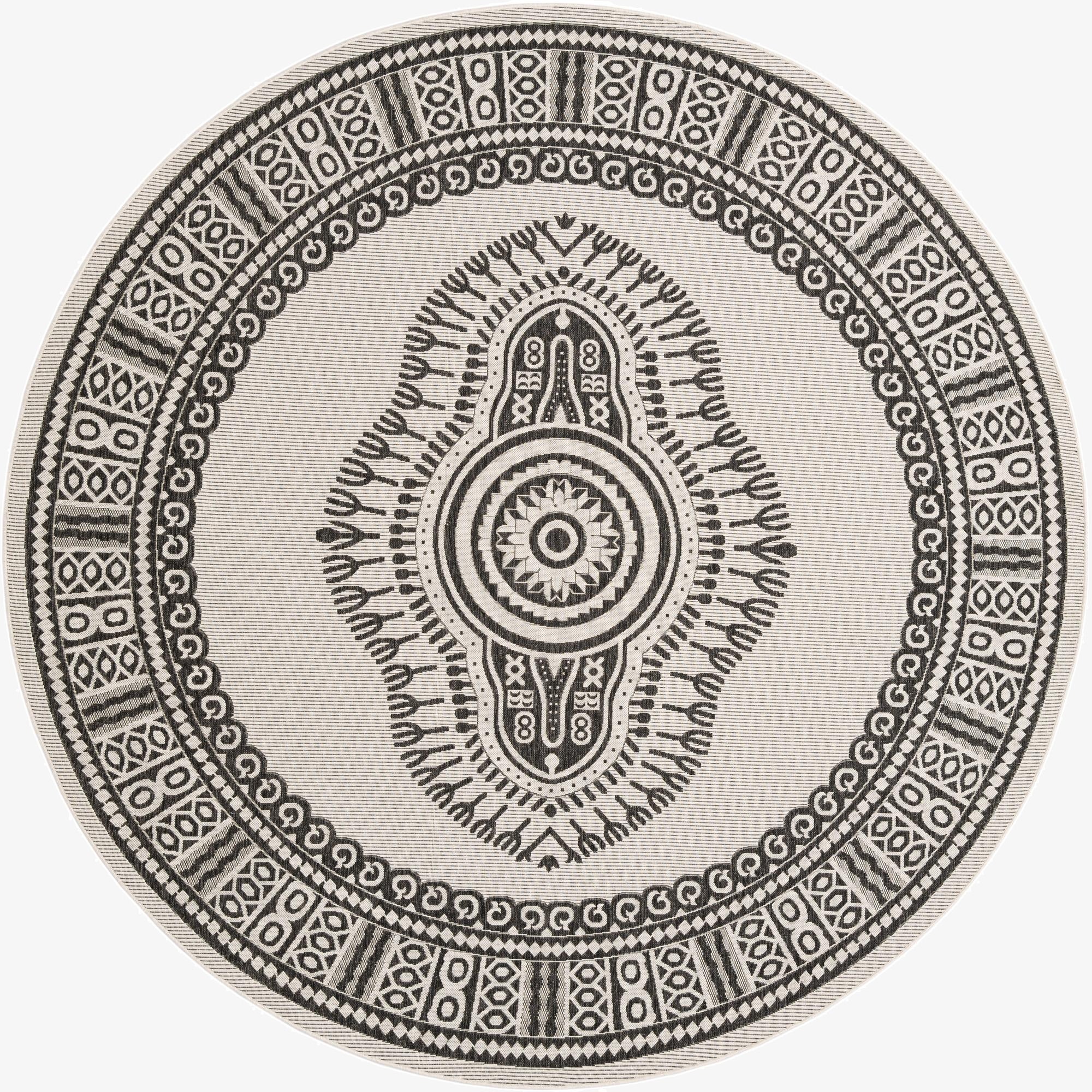  10' x 10'  Washable Traditional Indoor / Outdoor Round Rug