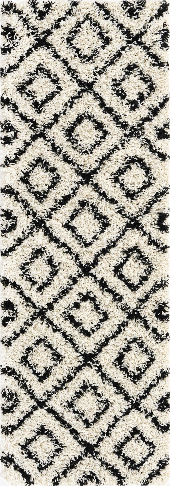  2' x 6' Lattice Shag Runner Rug