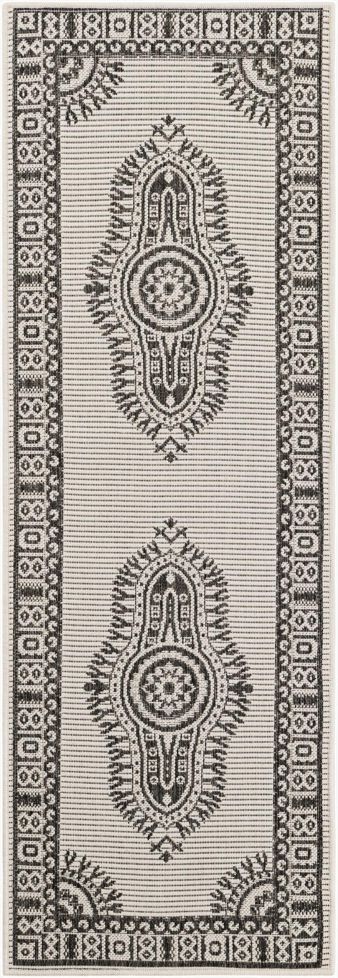  2' x 6'  Washable Traditional Indoor / Outdoor Runner Rug