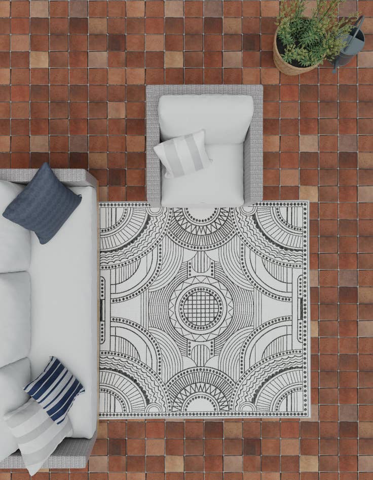 Detail image of  13' x 13'  Washable Traditional Indoor / Outdoor Square Rug