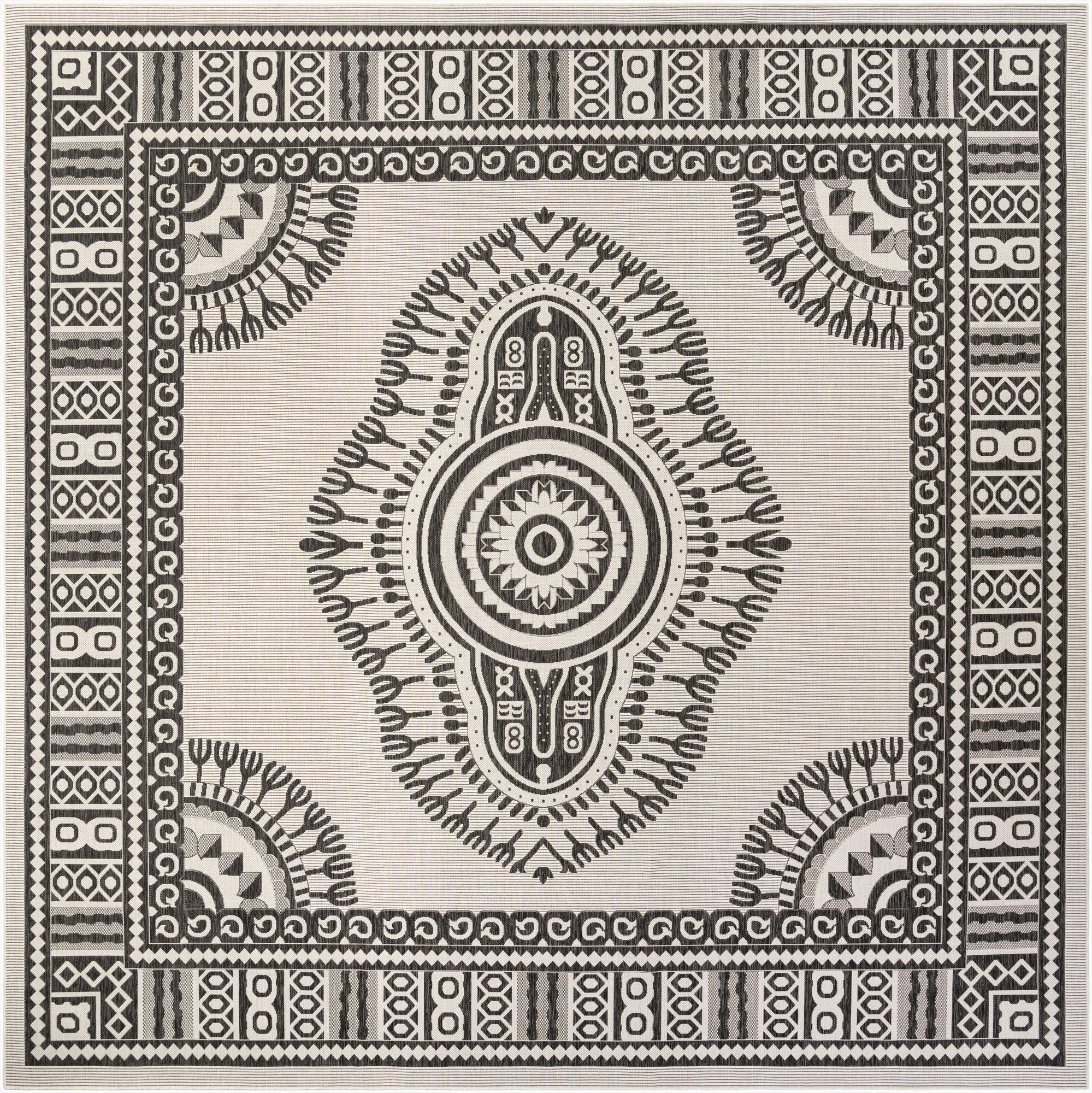  13' x 13'  Washable Traditional Indoor / Outdoor Square Rug