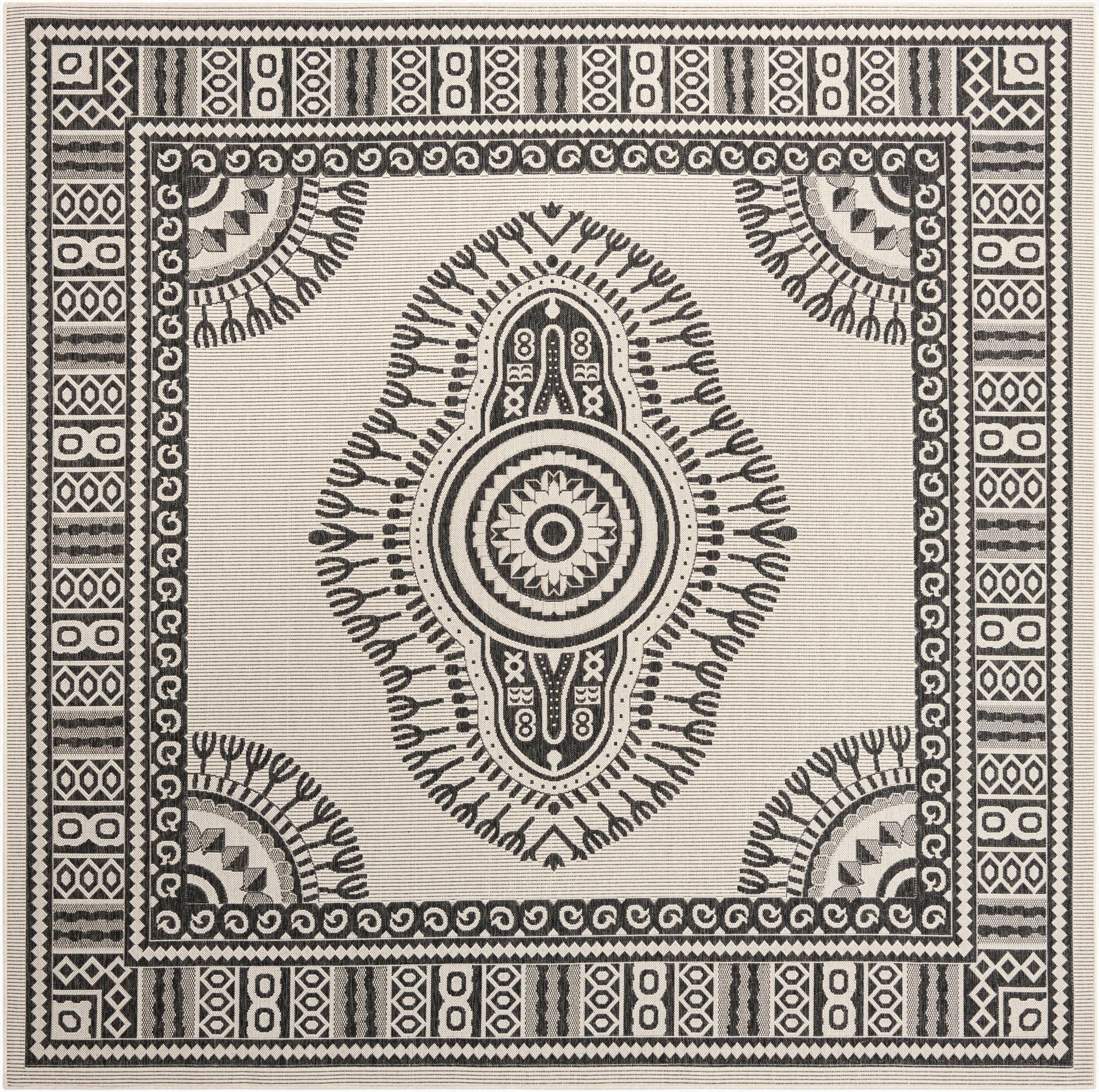  10' x 10'  Washable Traditional Indoor / Outdoor Square Rug