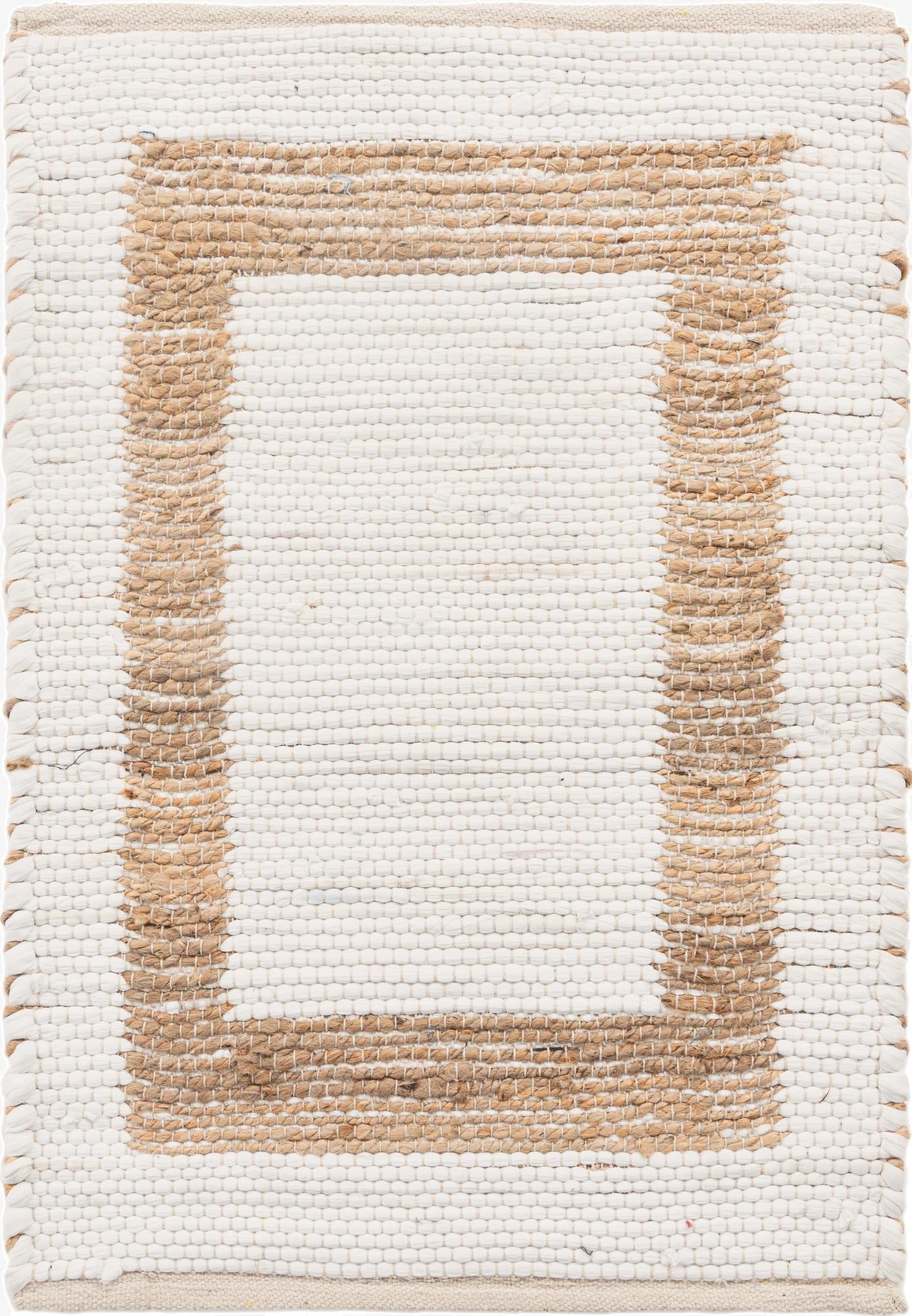  2' x 3' 1  Hand Woven Chindi Jute Rug