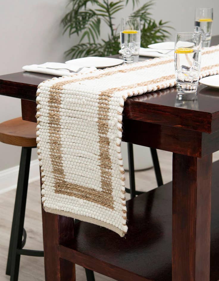Detail image of  1' 2 x 8'  Hand Woven Chindi Jute Table Runner Rug