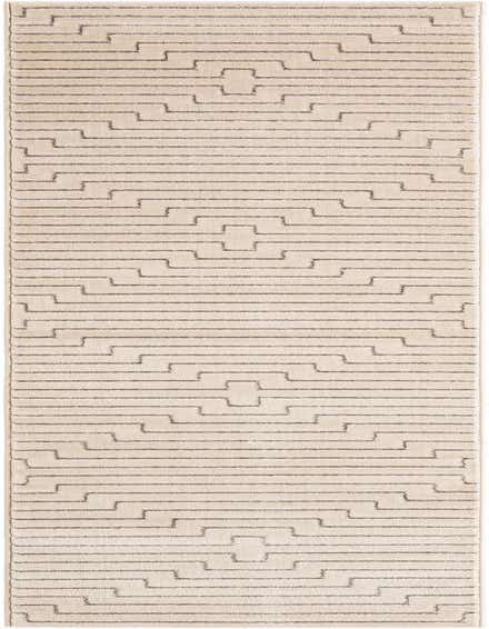 A 12 ft white and silver runner rug with a textured geometric pattern, ideal for hallways.