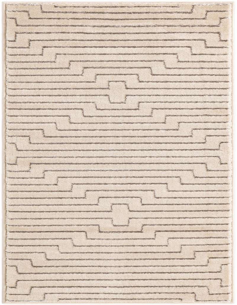 A 5 ft runner rug in white and silver with a textured geometric pattern, ideal for hallways.