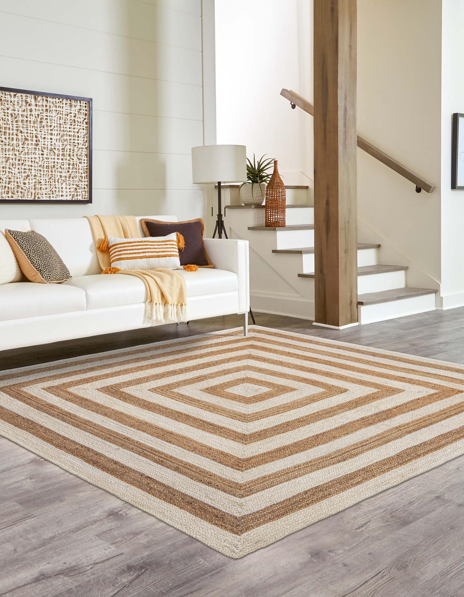 10 Inch Square Rug White Natural 10' x 10' Hand Braided Jute Square Rug | Rugs.com