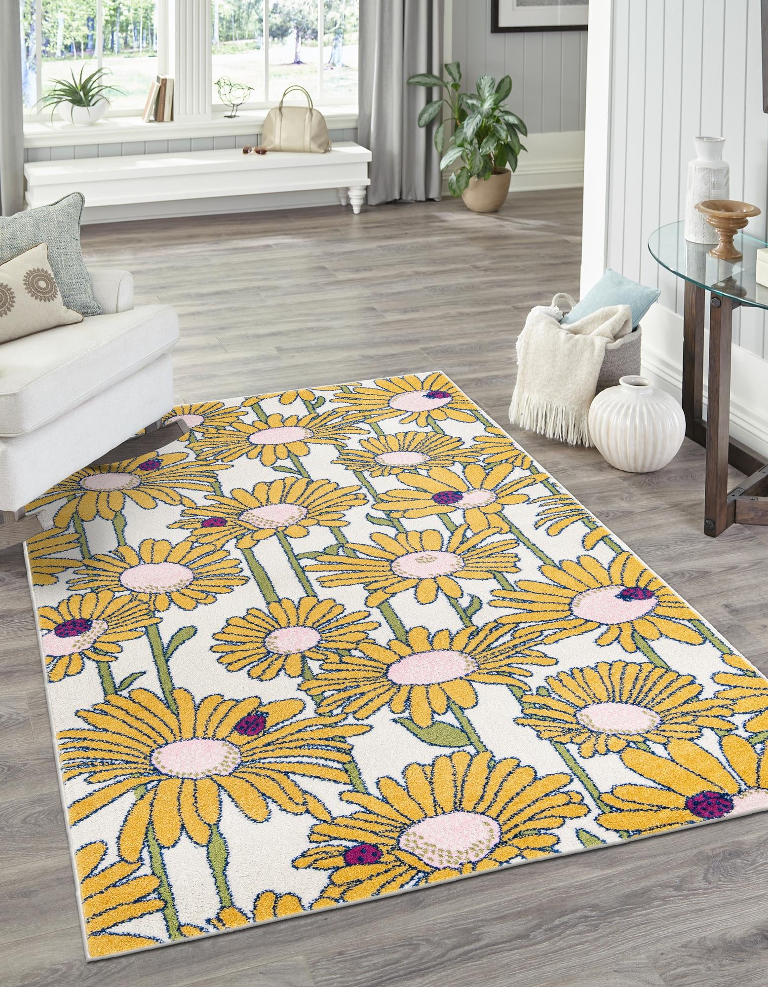 White 5' 3 x 8' Bloom Rug | Rugs.com