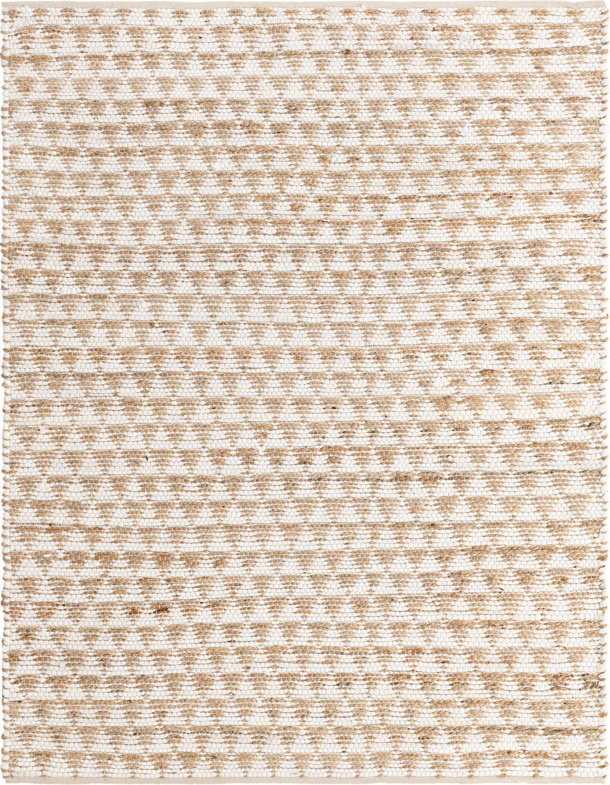 A 5x8 rectangular Chindi Jute rug featuring a textured flatweave pattern in white and natural beige tones, ideal for a living room.