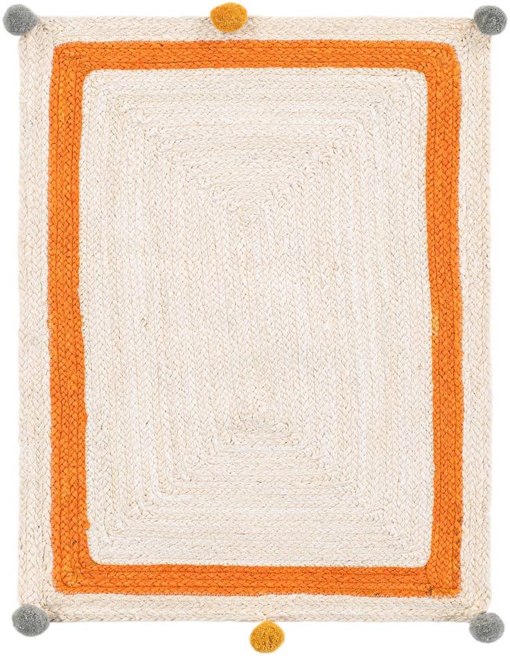 Detail image of  2' x 3' 1  Hand Braided Kids Braided Jute Rug