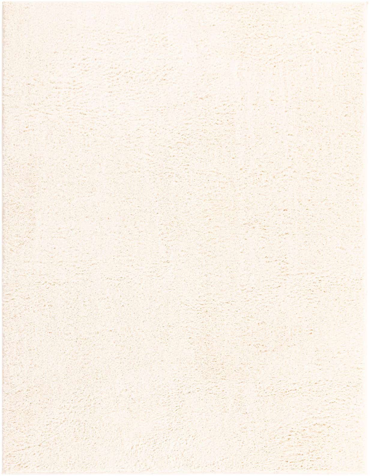 A 5x8 rectangular white shag rug with a textured, high pile, perfect for a cozy living room or bedroom.