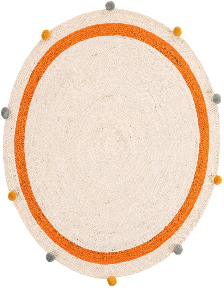Detail image of  4' 1 x 4' 1  Hand Braided Kids Braided Jute Round Rug