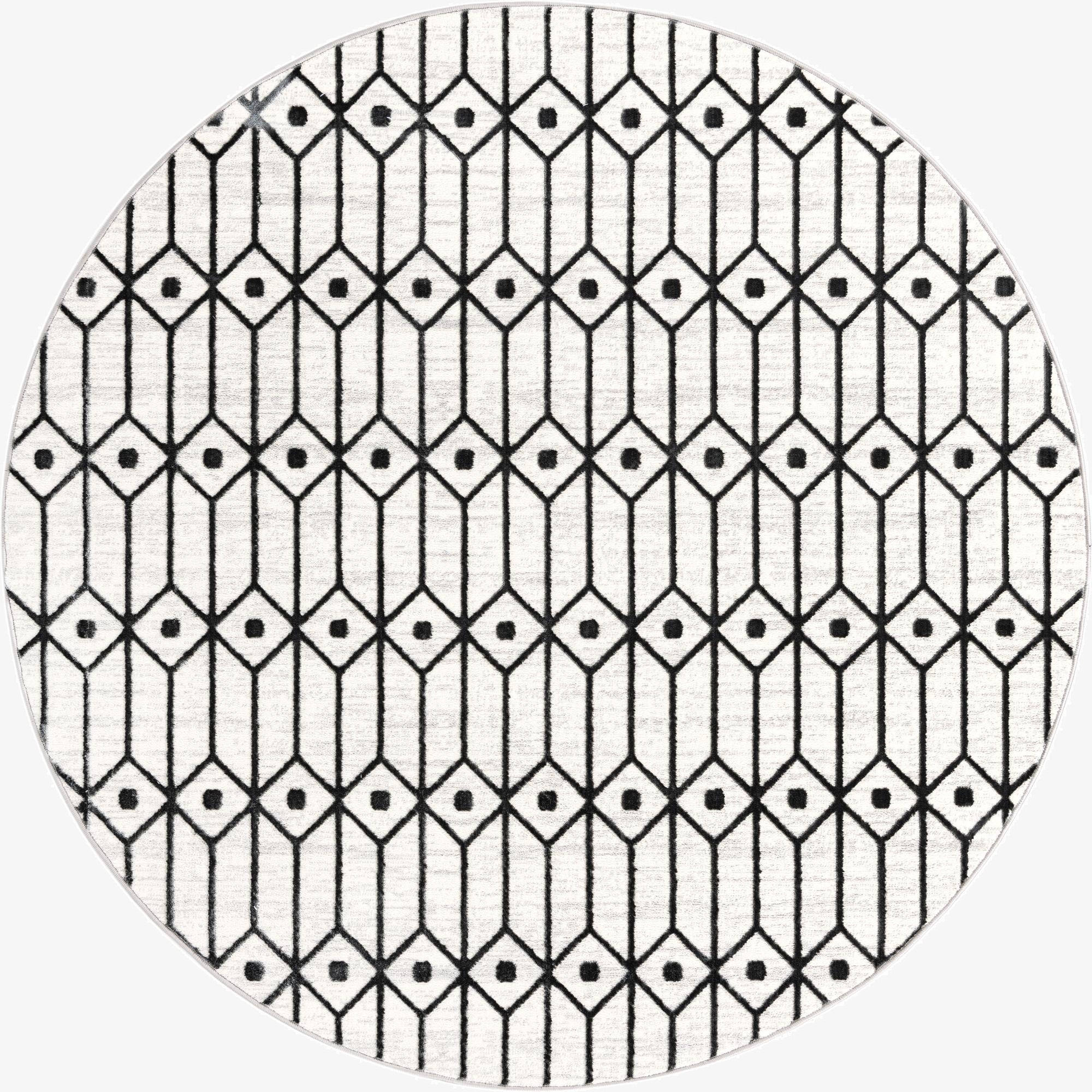  7' x 7' Lattice Trellis Round Rug