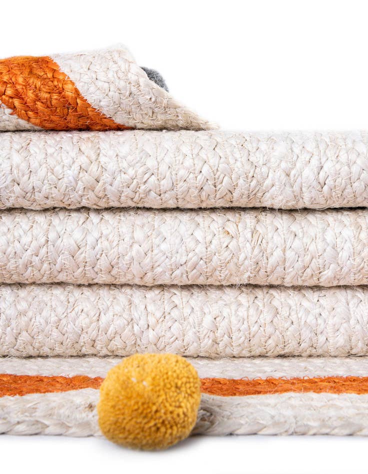 Detail image of  2' x 6' 1  Hand Braided Kids Braided Jute Runner Rug