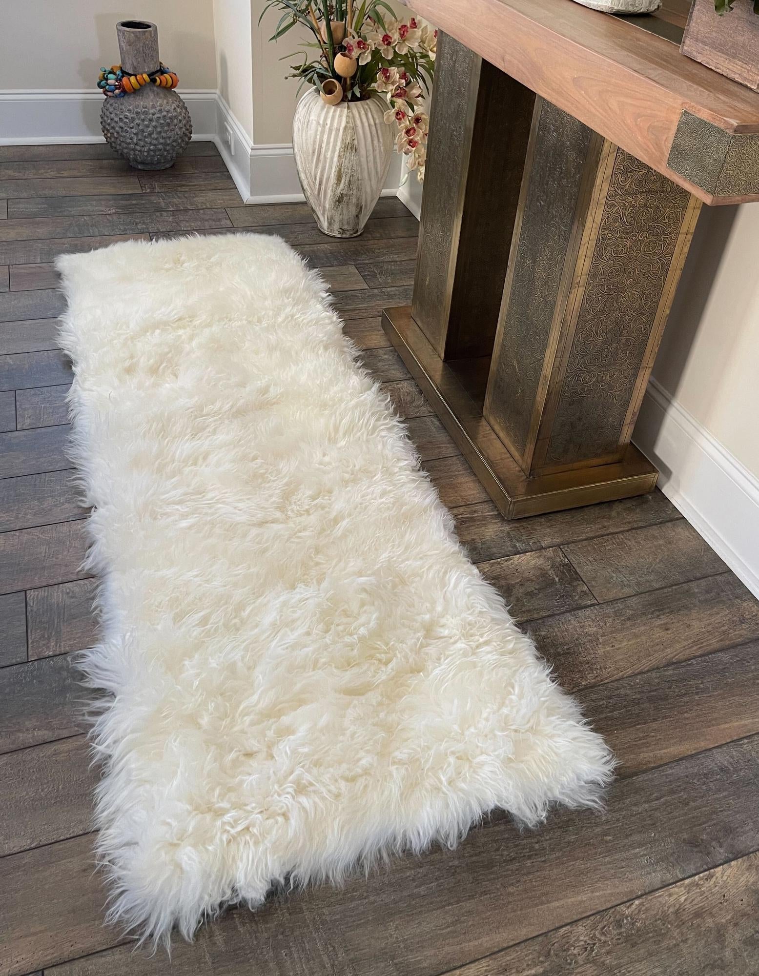 White 2' x 4' Sheepskin Runner Rug | Rugs.com