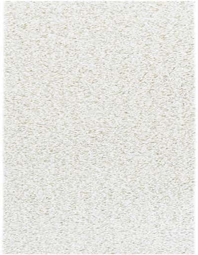 A close-up view of a plush, white shag runner rug, showcasing its soft, textured pile.